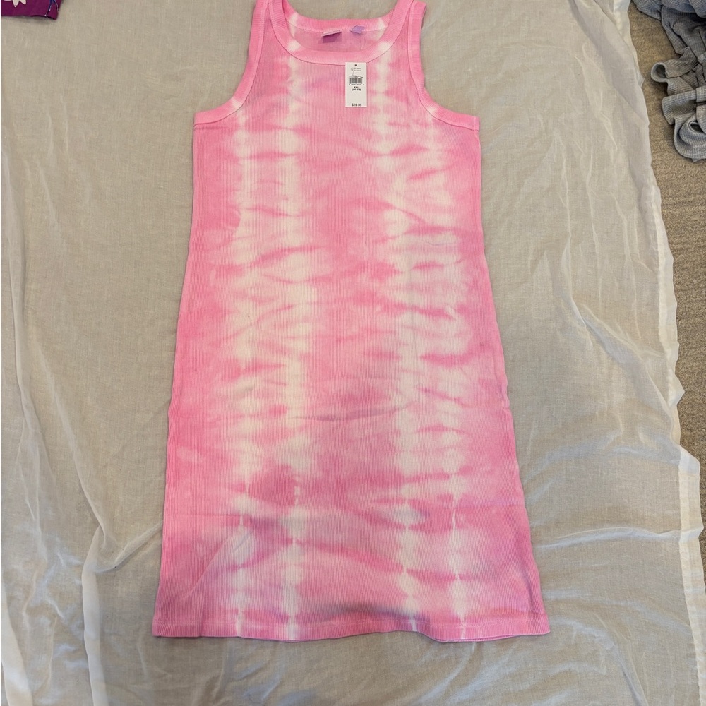 Pink Tie-Dye Sleeveless Dress